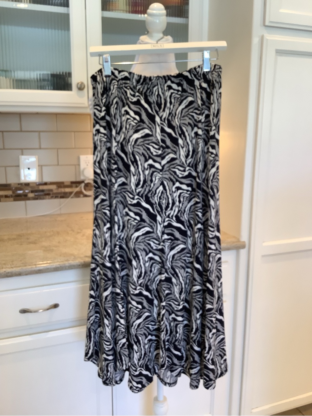 Southern Lady Black and White Printed A-Line Skirt